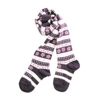 秋冬女童襪褲 – 紫色間條雪花
